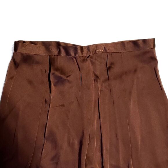 Badgley Mischka NWT $500 Copper Brown Hi-Rise Wide Leg Long Silk Pants, Size 14 - Picture 5 of 8